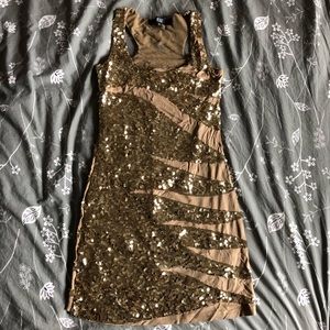 Buff/Gold racerback BEDO dress, XS.